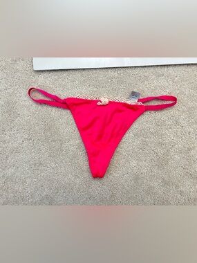 VTG Victoria's Secret Very Sexy Pink Satin Strappy V String Thong Panties VS O/S